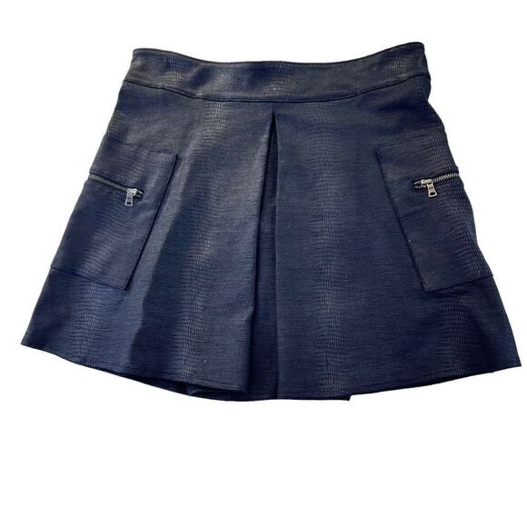 David Lerner Skirt Womens Size S Reptile Stretch Back Zip Pleated Grunge Black - Picture 1 of 7